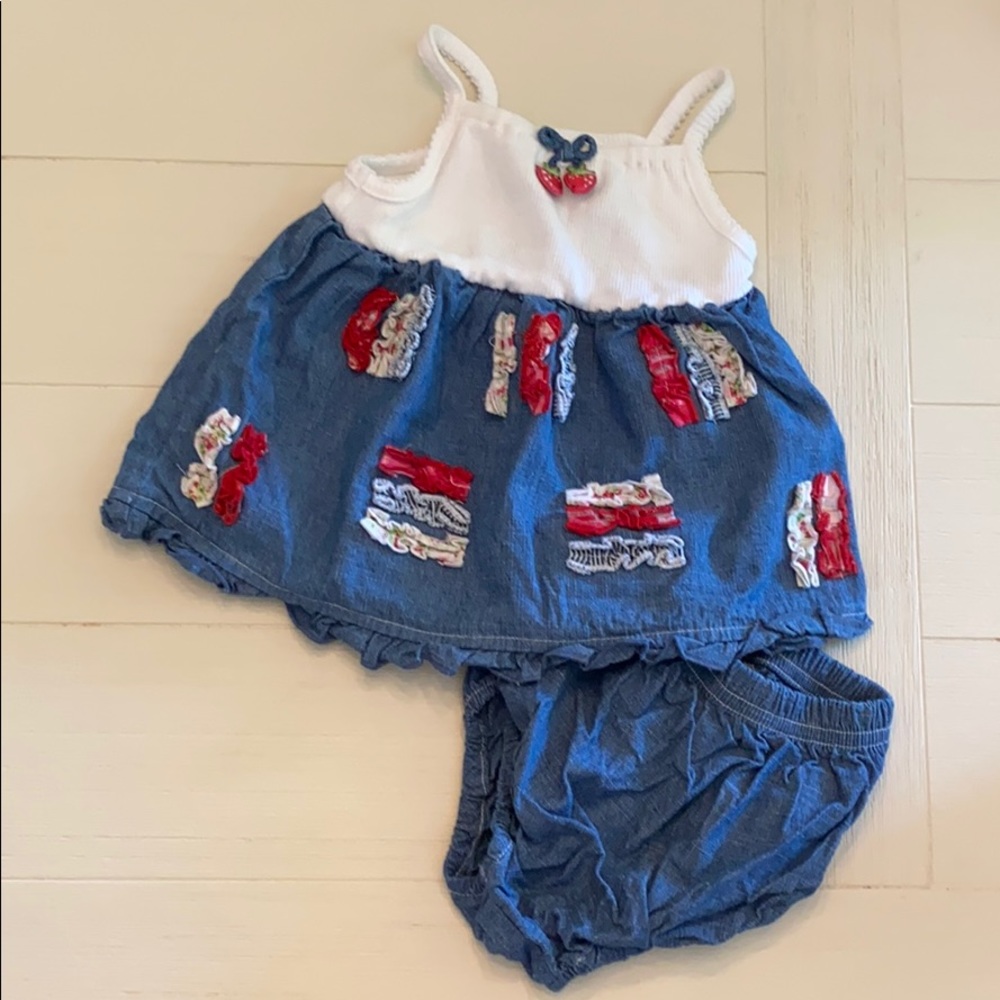 Denim tank and bloomer set